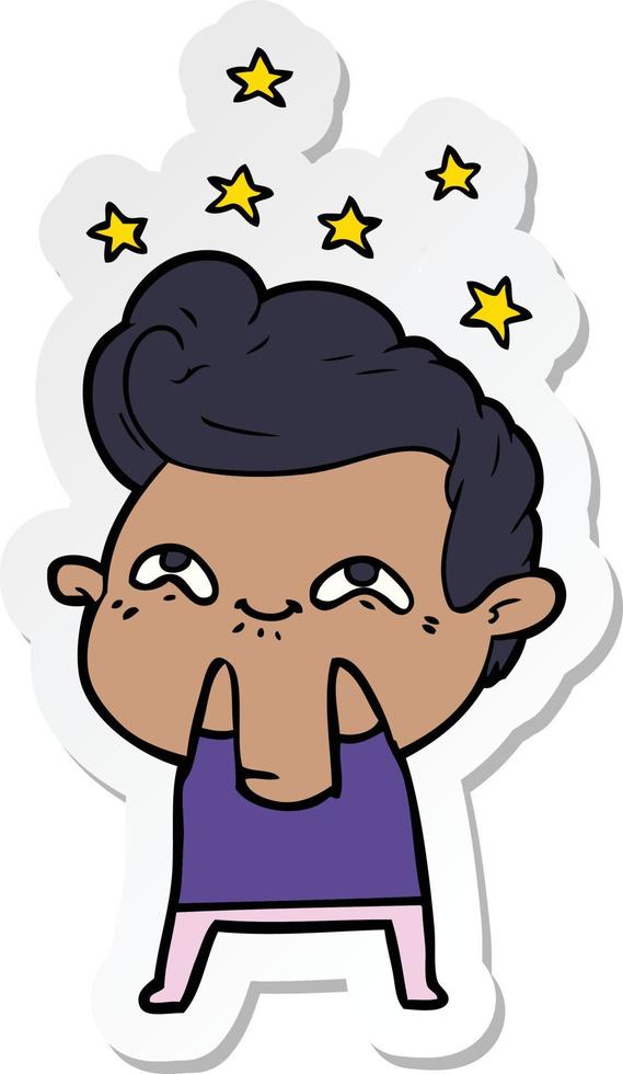 sticker of a cartoon excited man vector