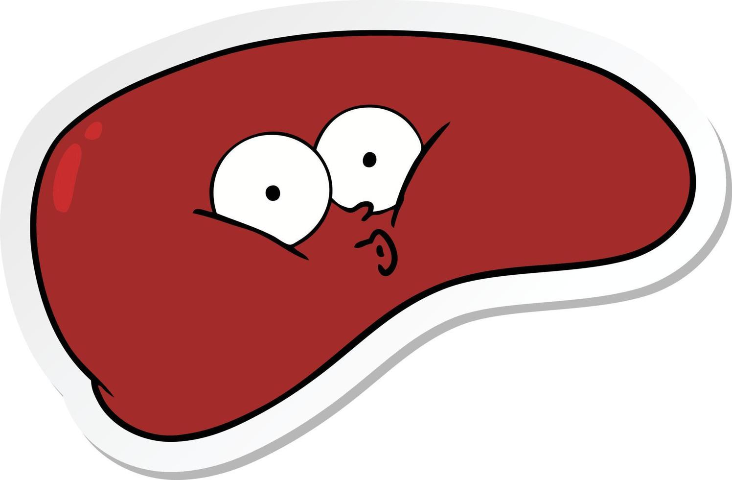 sticker of a cartoon liver vector