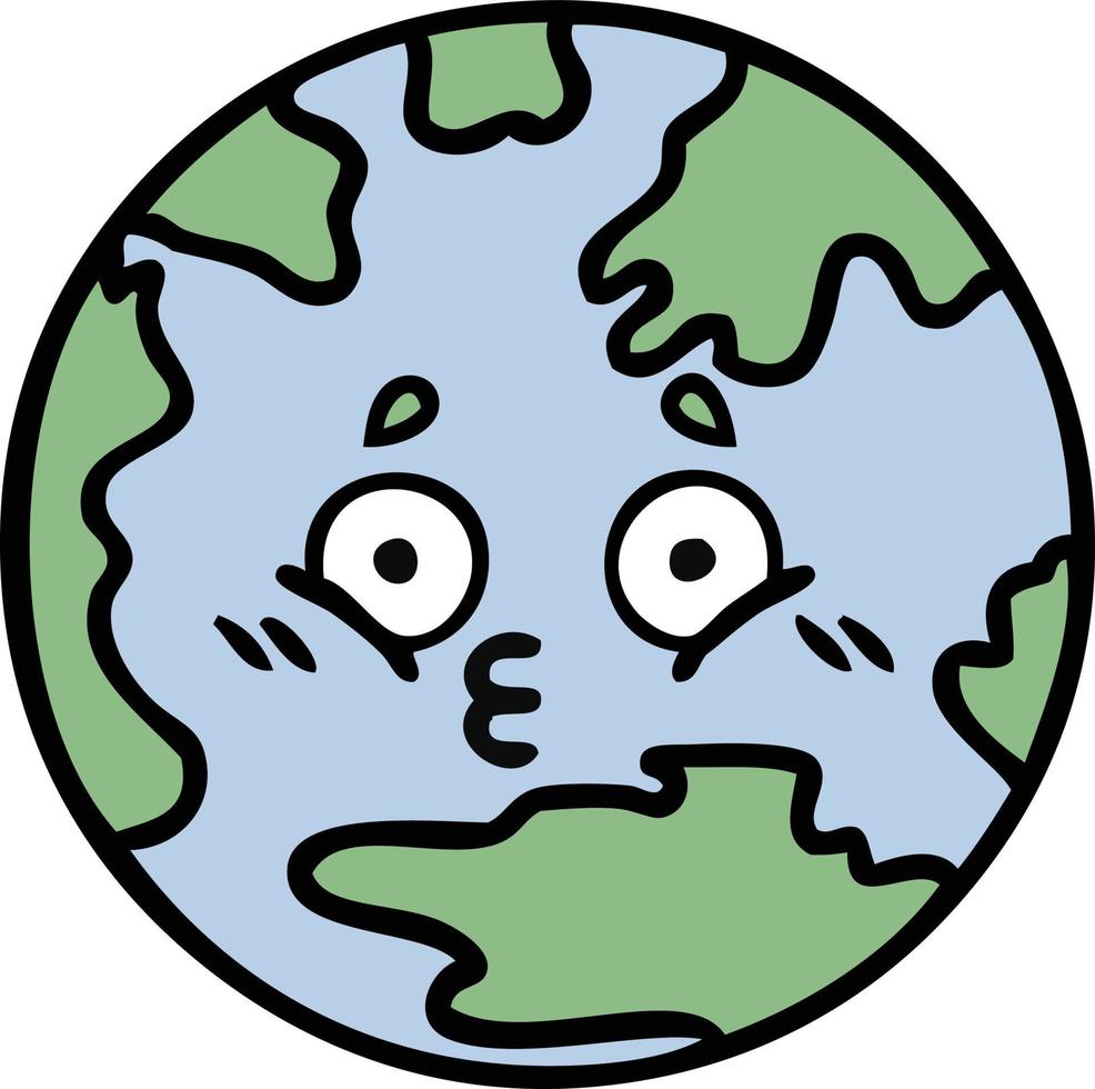 cute cartoon planet earth vector