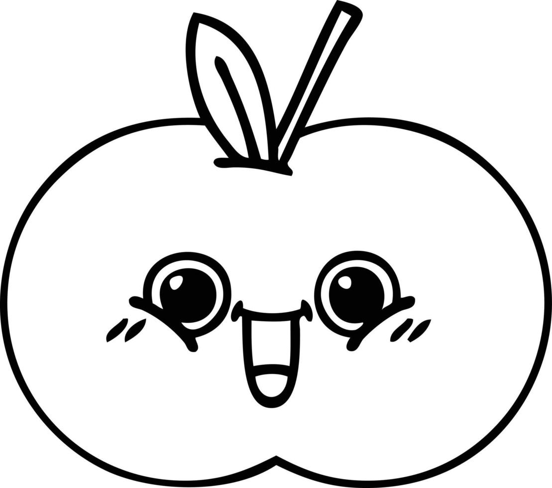 line drawing cartoon red apple vector