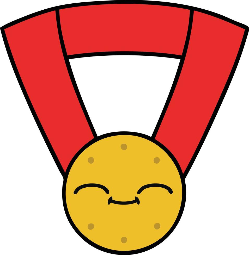 cute cartoon gold medal vector