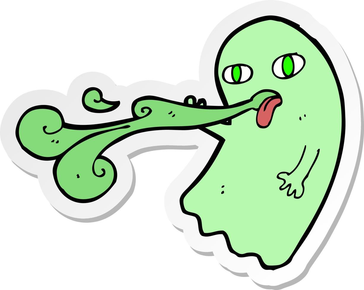 sticker of a funny cartoon ghost vector