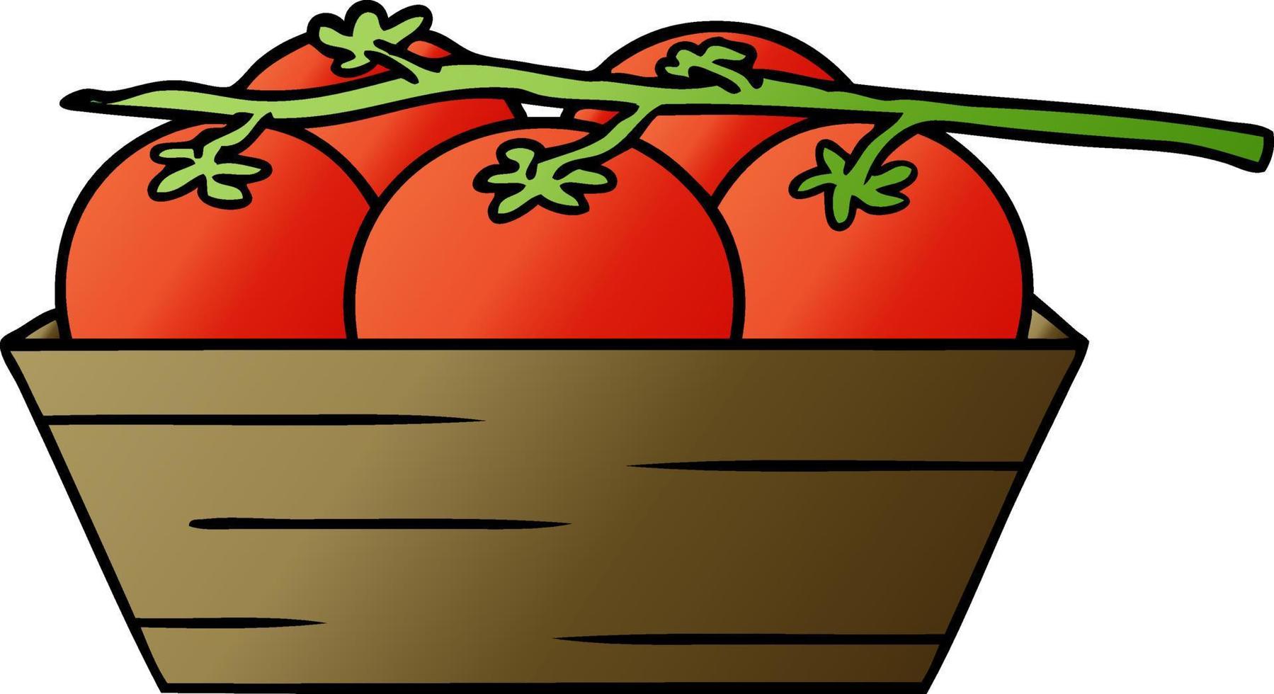 garabato de dibujos animados degradado de una caja de tomates vector