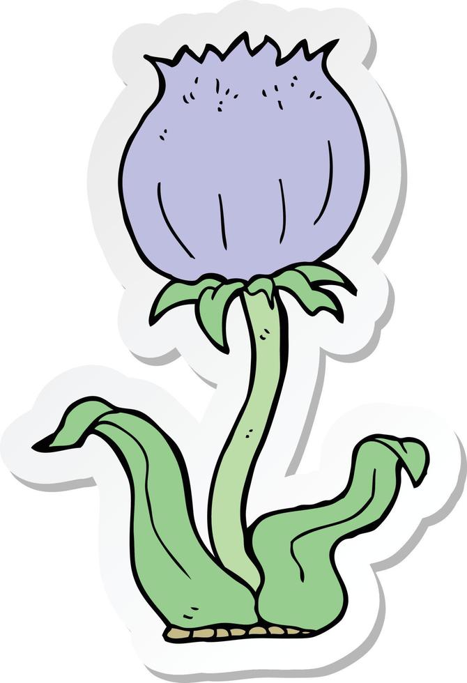 sticker of a cartoon wild flower vector