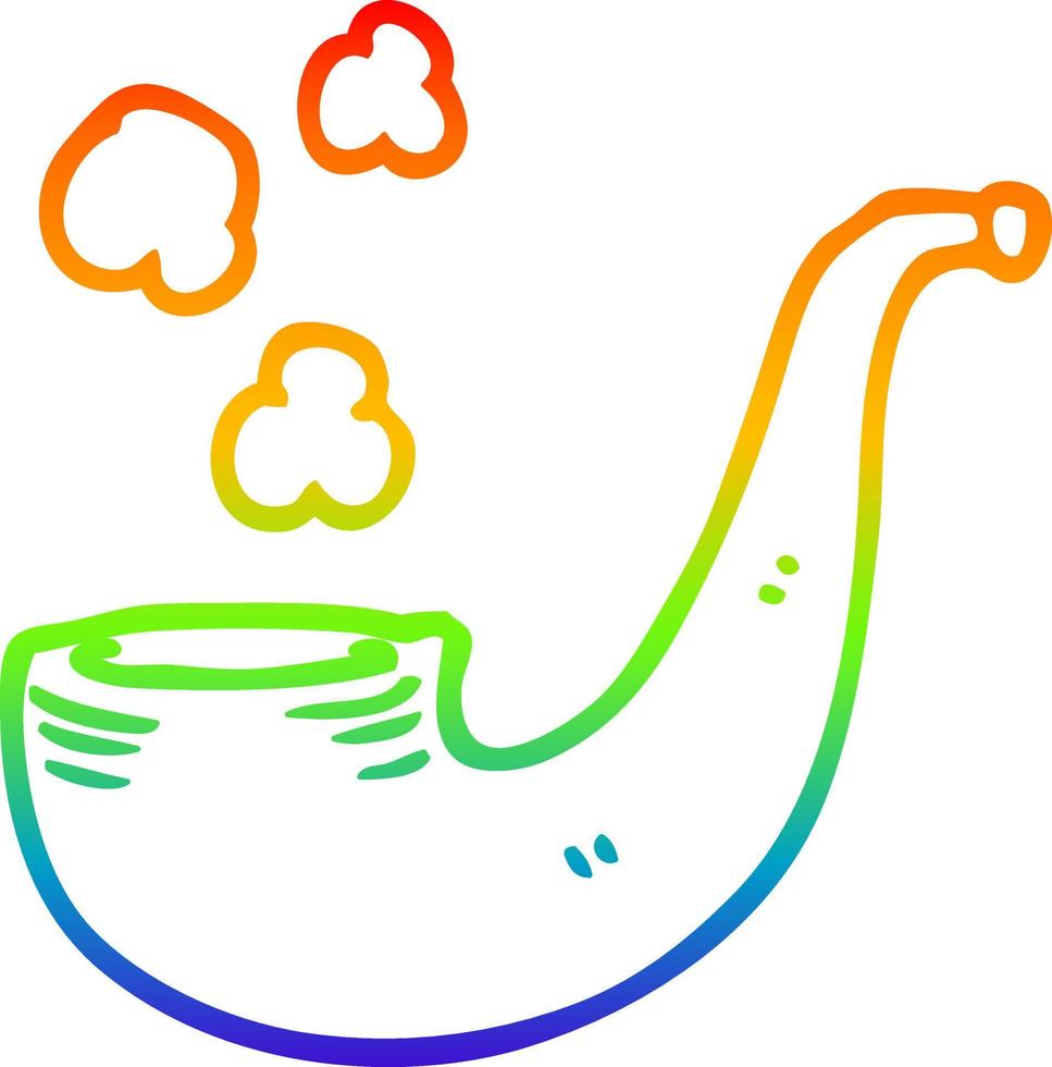 rainbow gradient line drawing cartoon smoking pipe vector