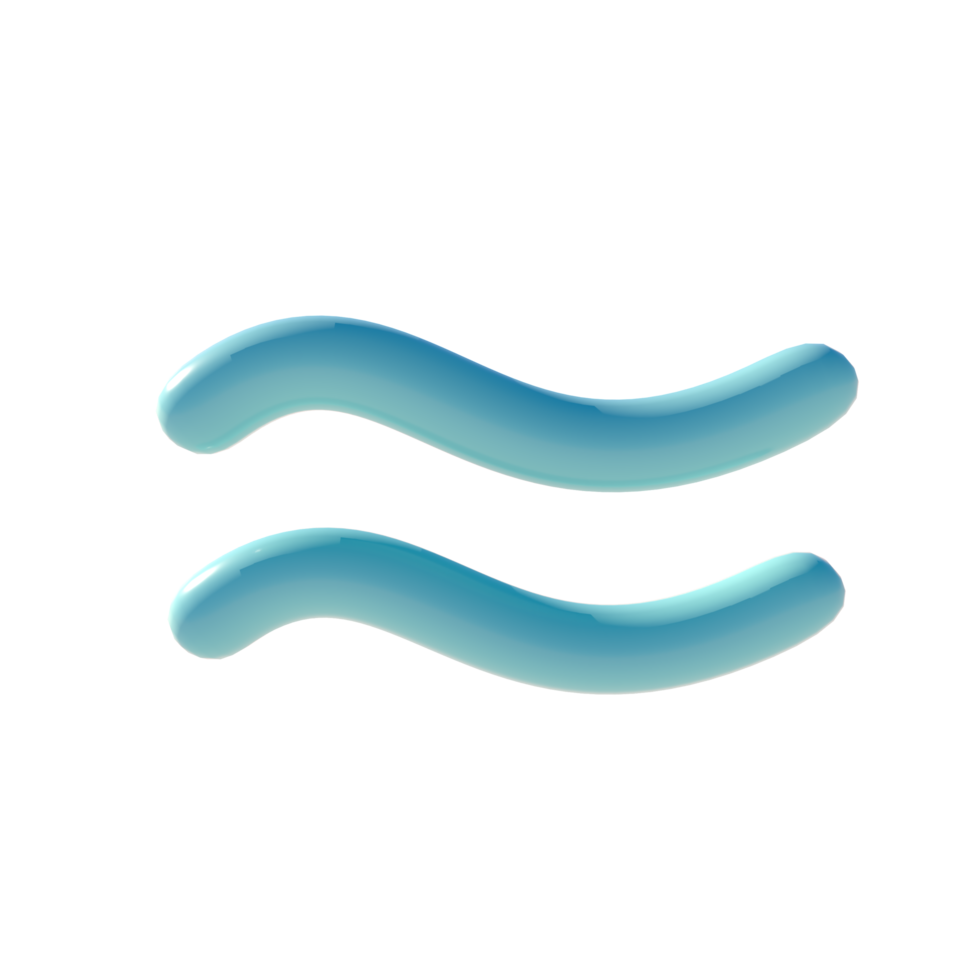 3d render basic shape wavy line primitive icon illustration with glossy finish element png