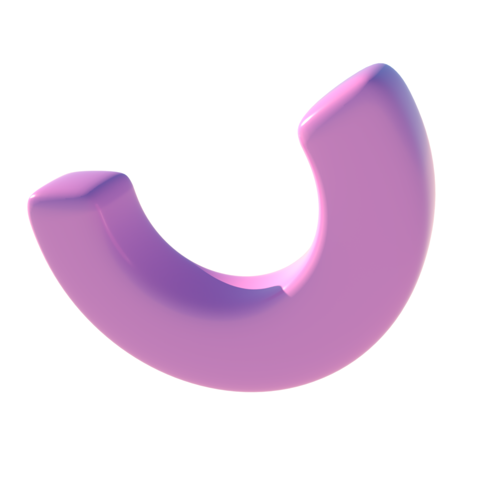 3d render basic shape semi circle primitive icon illustration with glossy finish element png