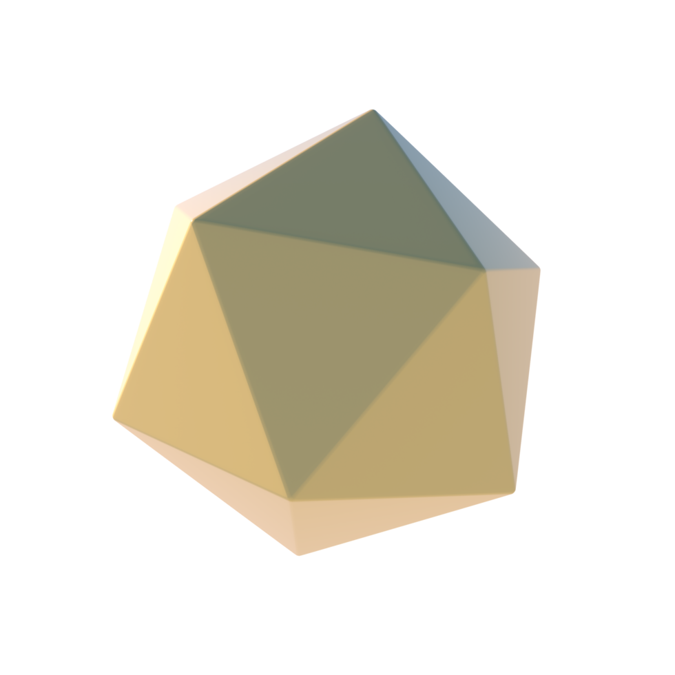 3d render basic shape simple ico sphere primitive icon illustration with glossy finish element png