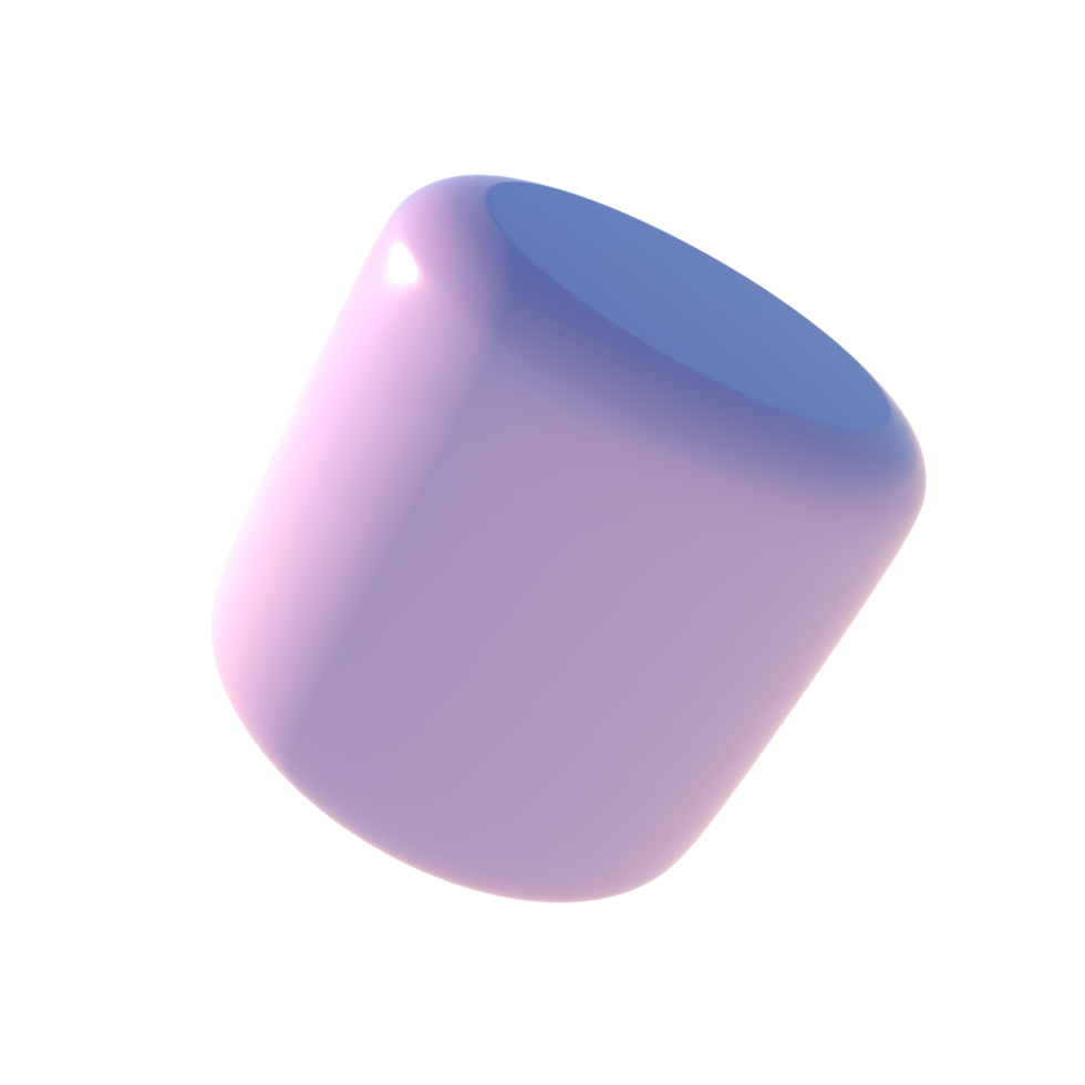 Ilustración de icono primitivo de cilindro de forma básica de renderizado 3d con elemento de acabado brillante png
