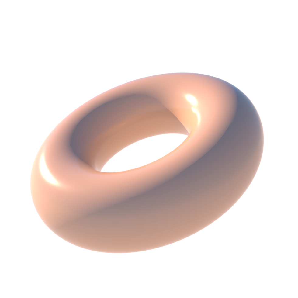 3D-rendering grundläggande form torus munk primitiv ikonillustration med glänsande finish element png