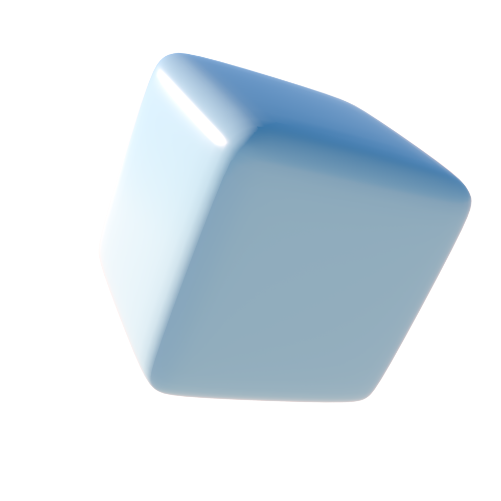 3d rendering forma base cubo icona primitiva illustrazione con elemento di finitura lucida png