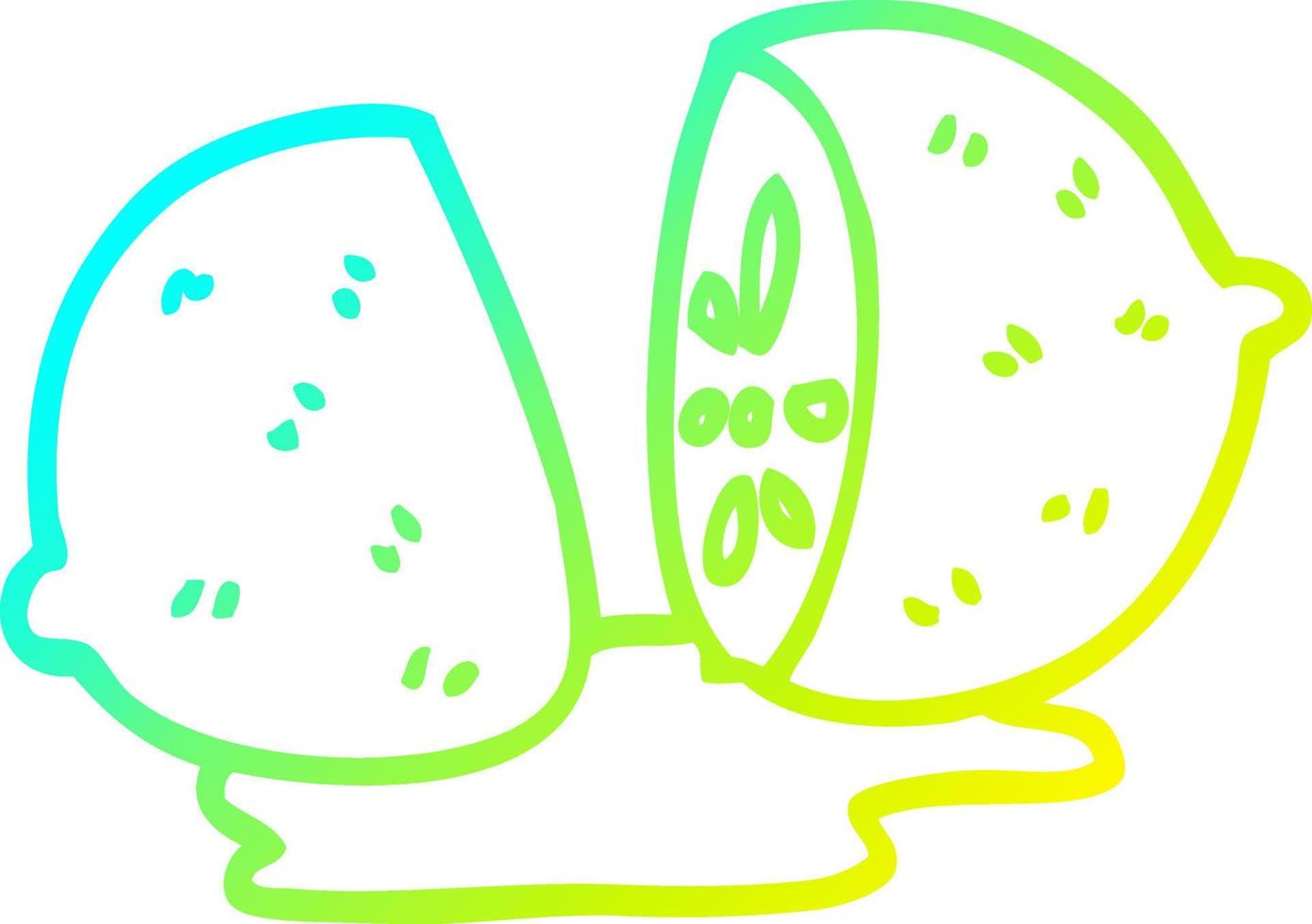 cold gradient line drawing cartoon citrus fruit vector