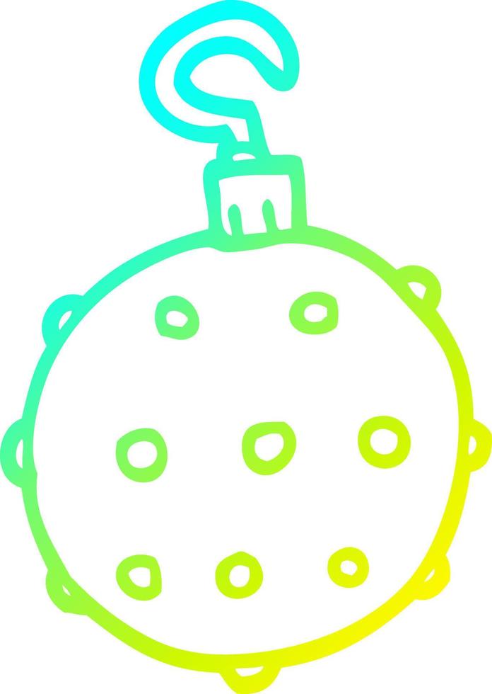 cold gradient line drawing cartoon golden xmas bauble vector