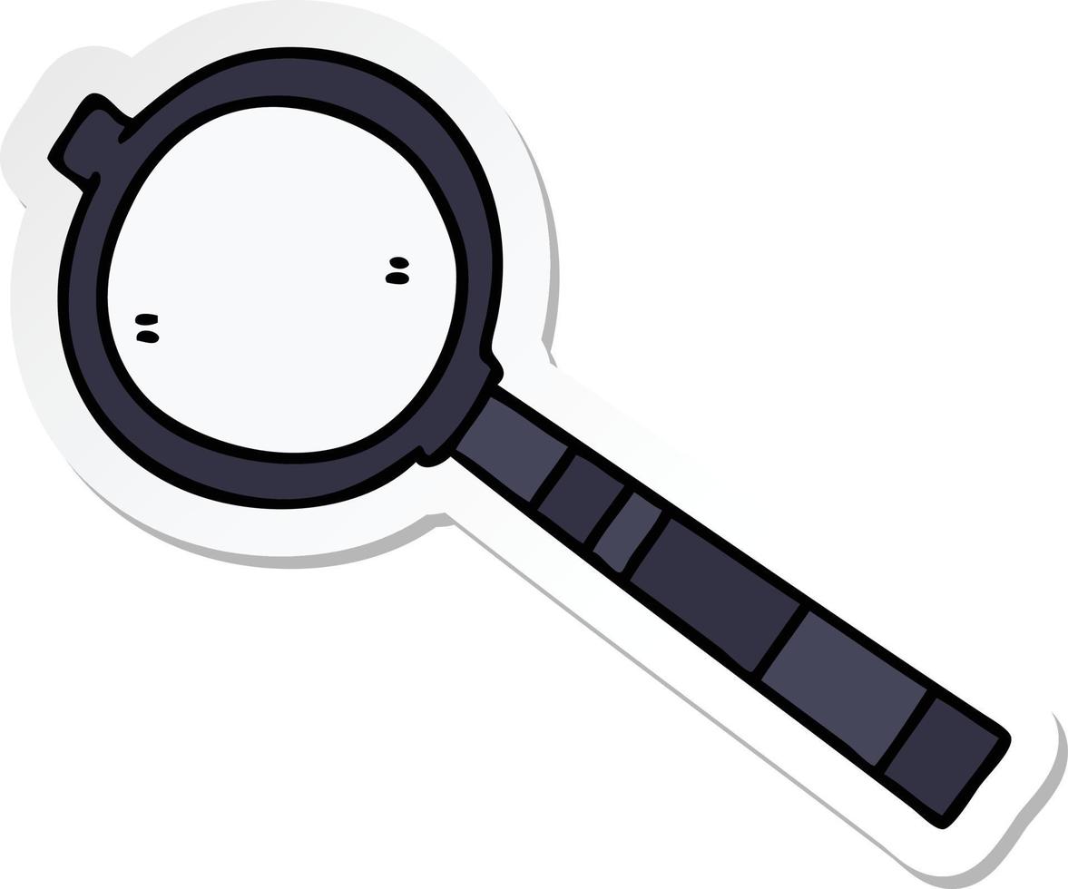 sticker of a quirky hand drawn cartoon magnifying glass vector