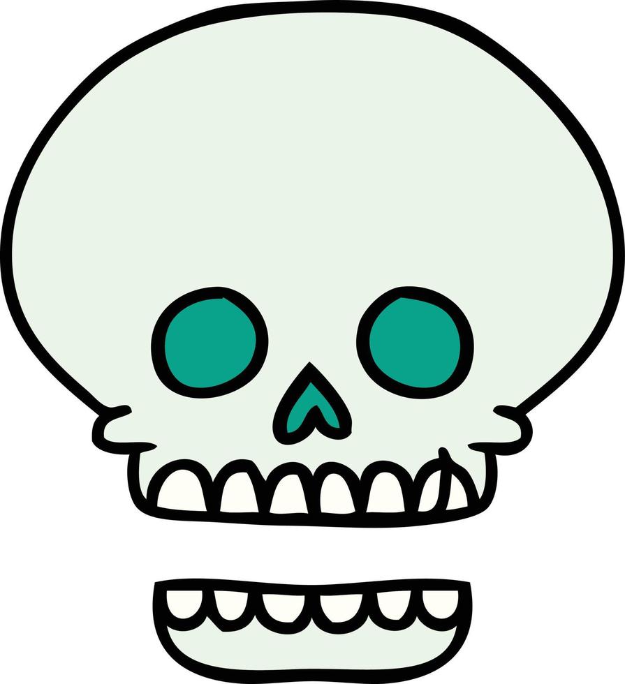 cartoon doodle of a skull head vector