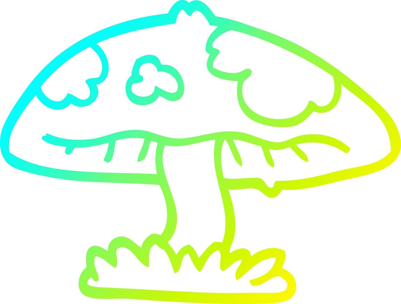 cold gradient line drawing cartoon mushroom vector
