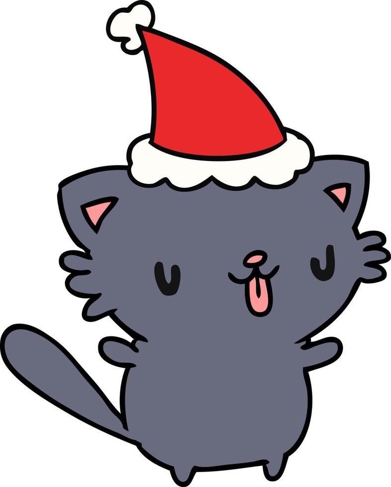 dibujos animados de navidad de gato kawaii vector