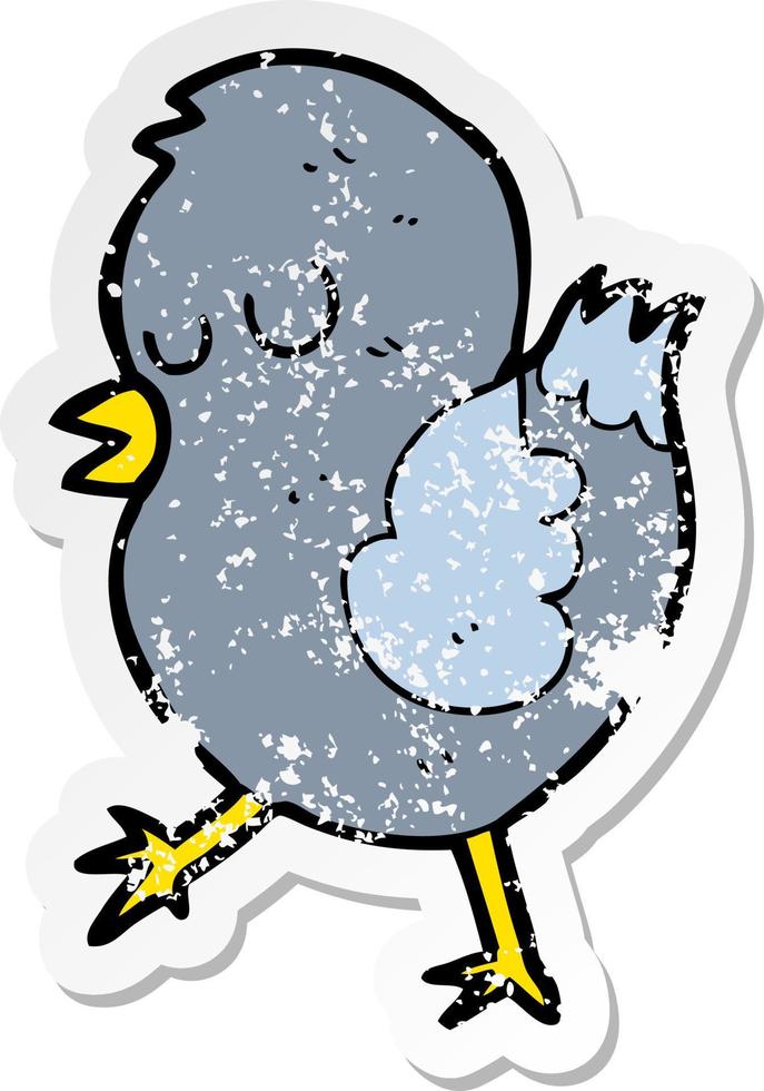 distressed sticker of a cartoon bird vector