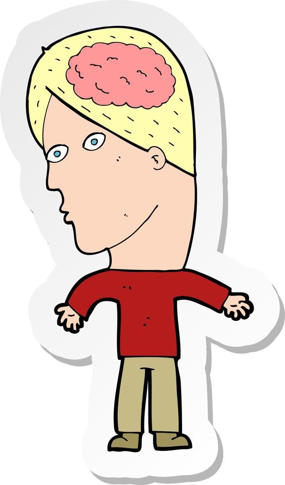 sticker of a cartoon man with brain symbol vector