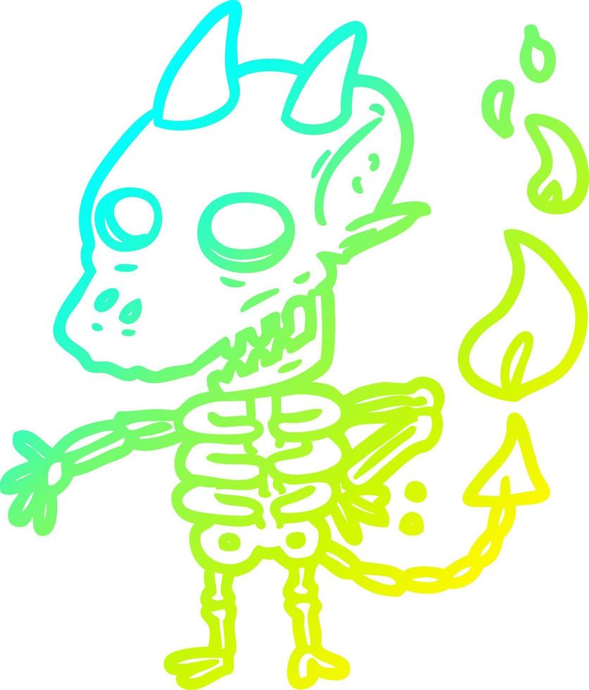 cold gradient line drawing spooky skeleton demon vector