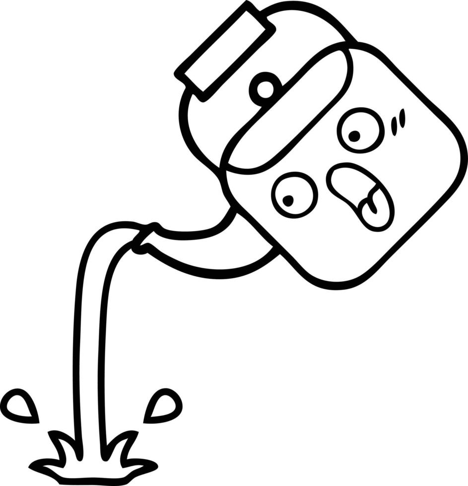 line drawing cartoon pouring kettle vector