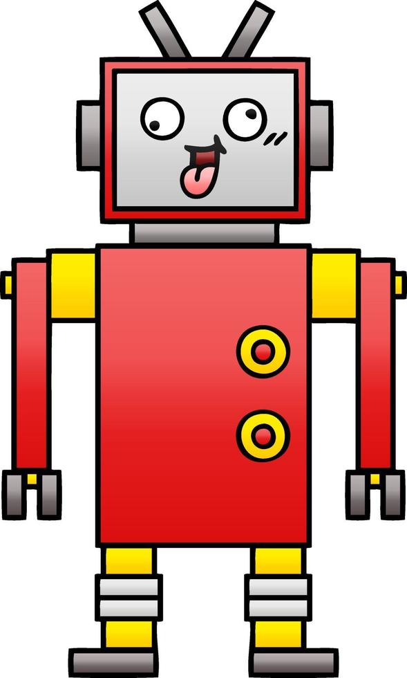 gradient shaded cartoon crazy robot vector