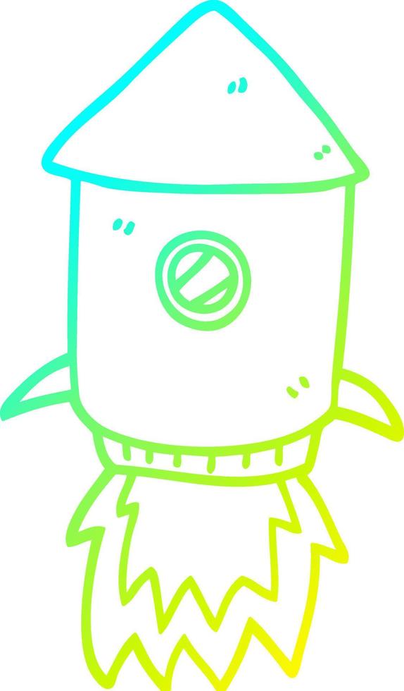 cold gradient line drawing cartoon space rocket vector