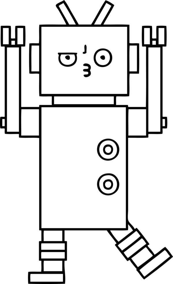 line drawing cartoon robot vector