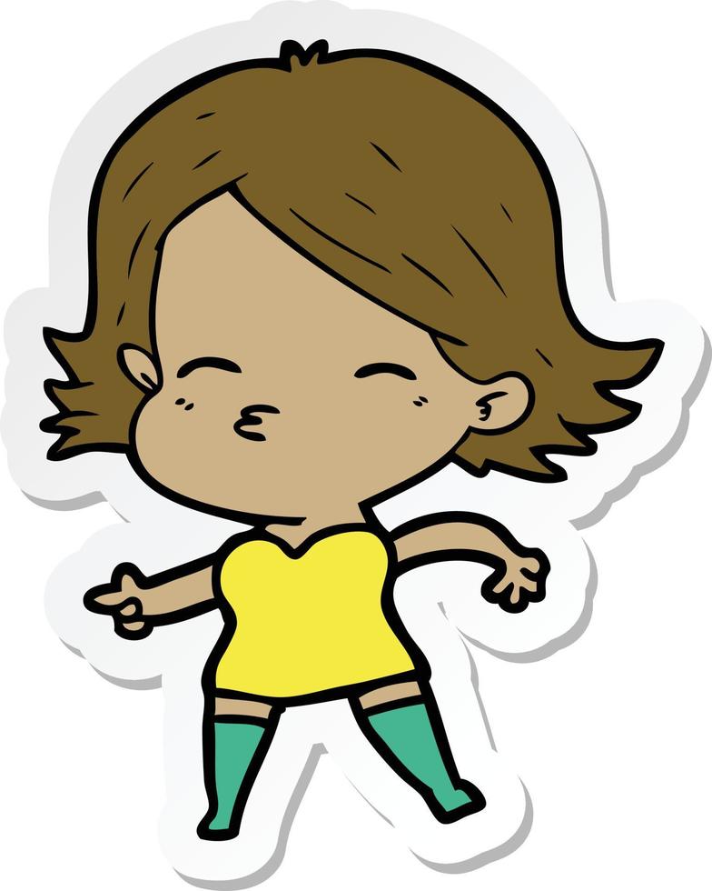 sticker of a cartoon woman pointing vector