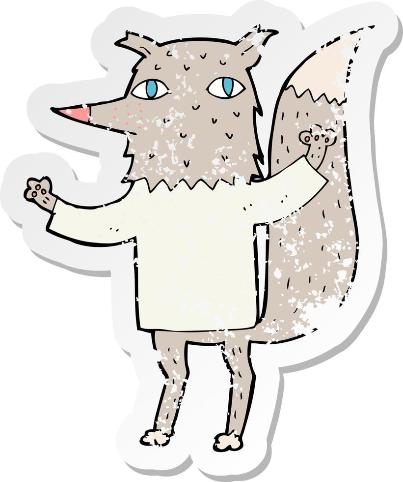 retro distressed sticker of a cartoon wolf vector