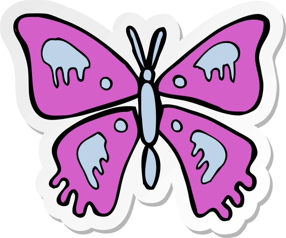 sticker of a cartoon butterfly vector