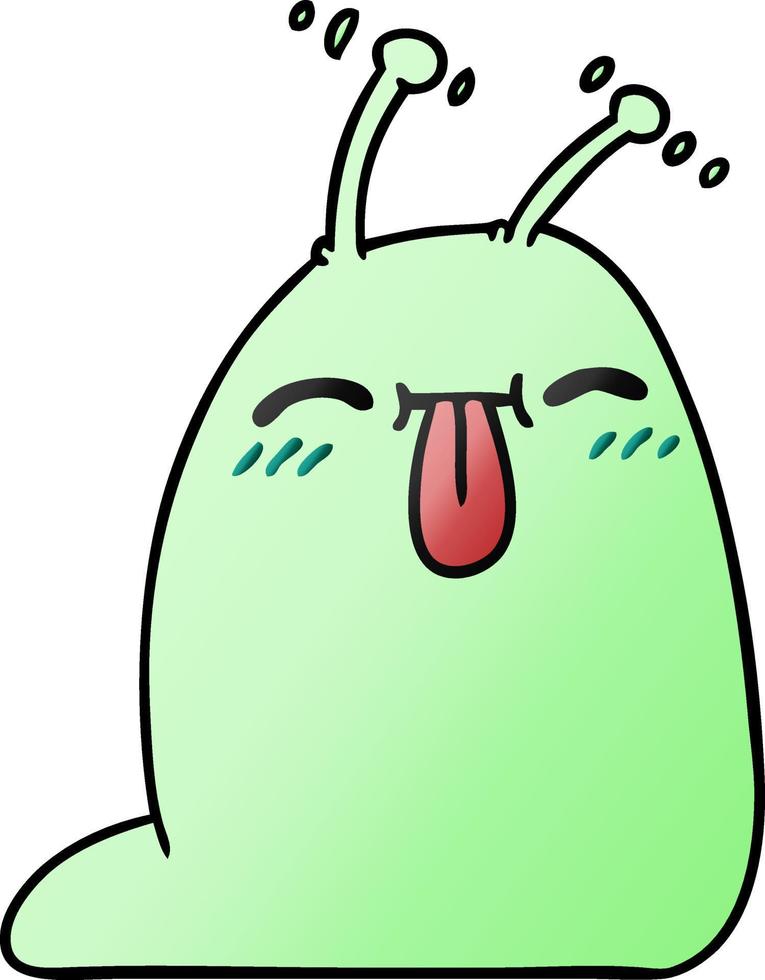 gradient cartoon of a happy kawaii slug vector