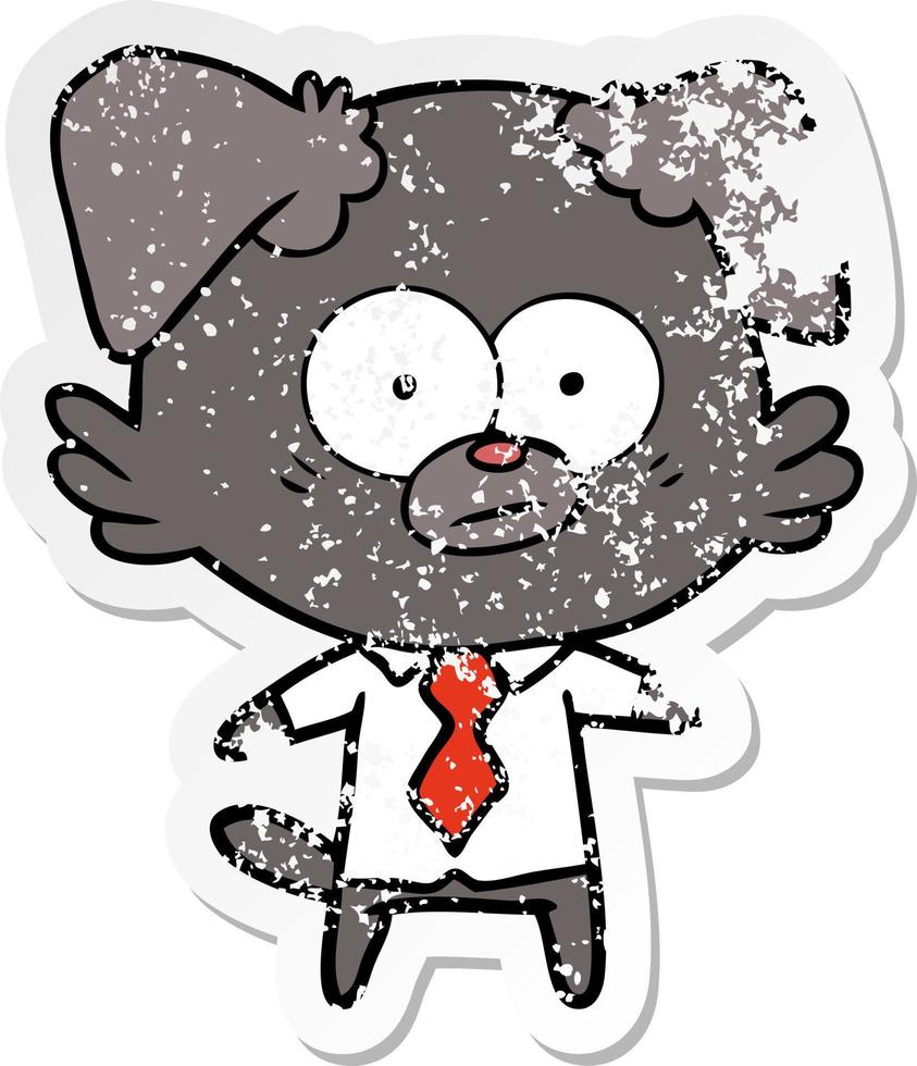 distressed sticker of a nervous dog boss vector