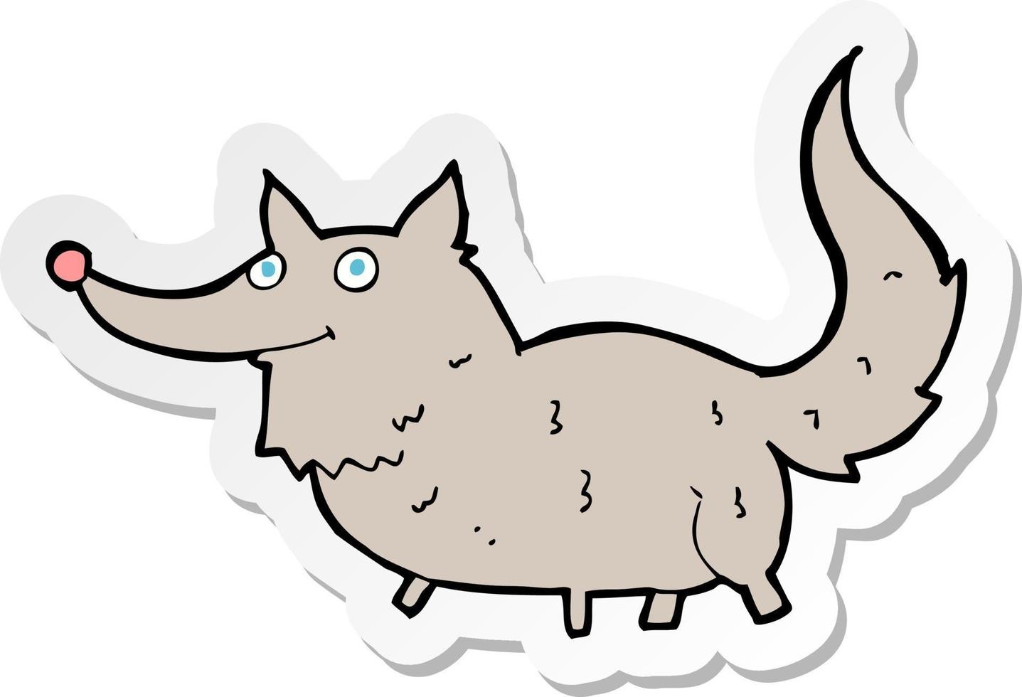 sticker of a cartoon little wolf vector