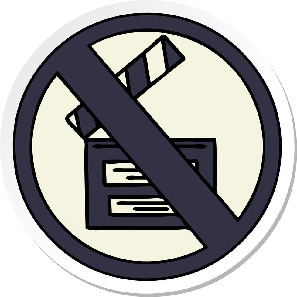 sticker of a cute cartoon no directors sign vector