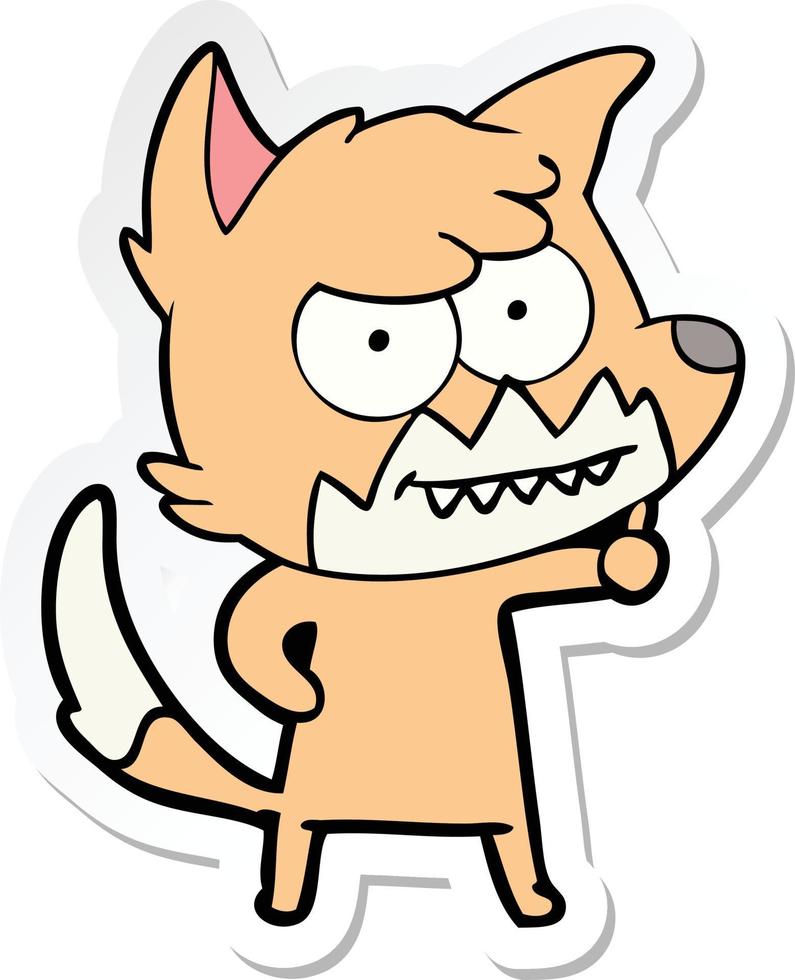 sticker of a cartoon grinning fox vector
