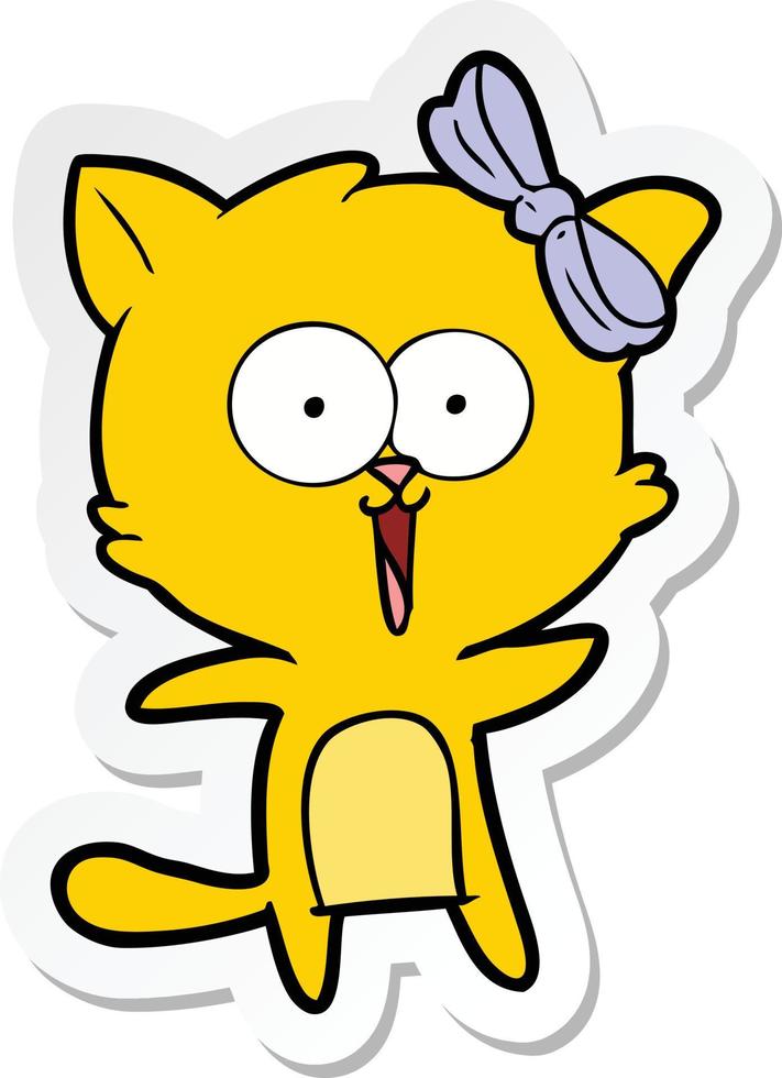 sticker of a cartoon cat vector