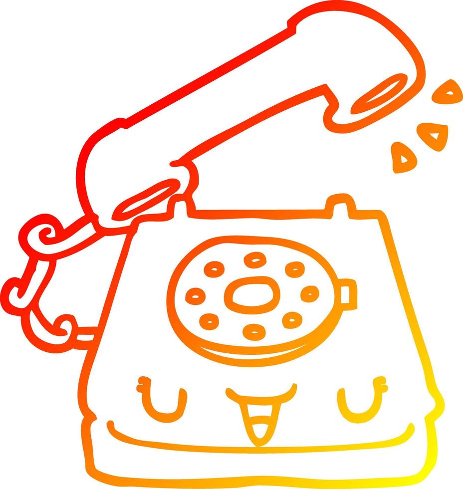 warm gradient line drawing cute cartoon telephone vector