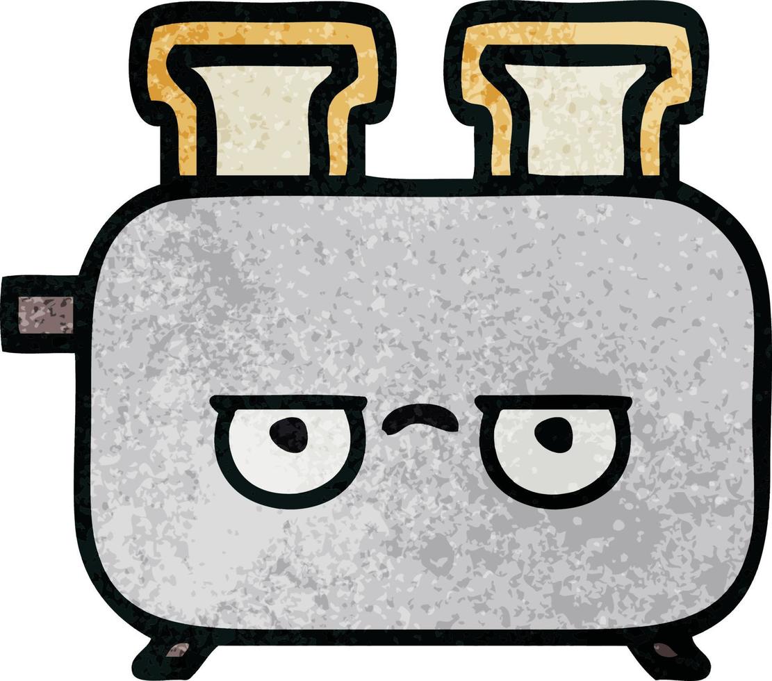 retro grunge texture cartoon of a toaster vector