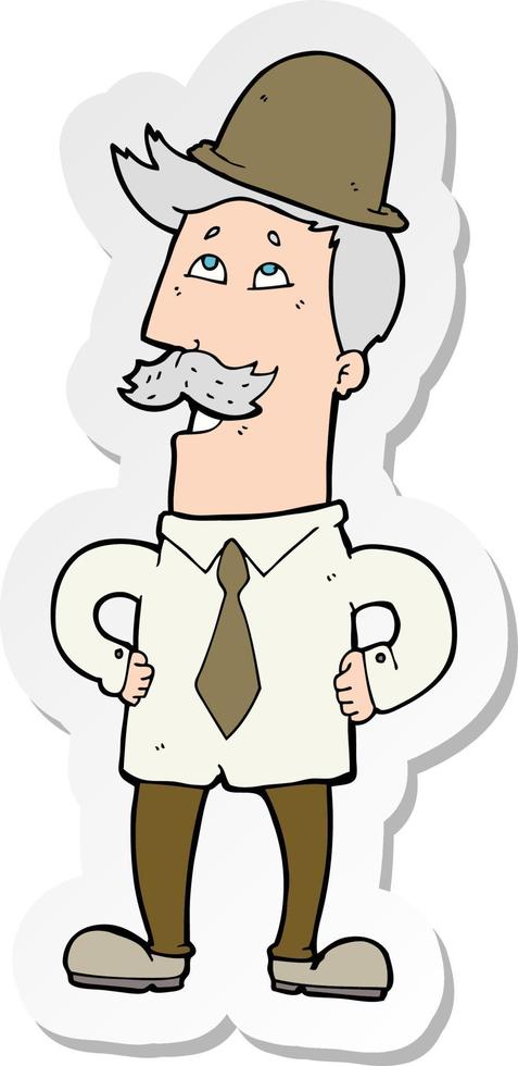 sticker of a cartoon old man vector