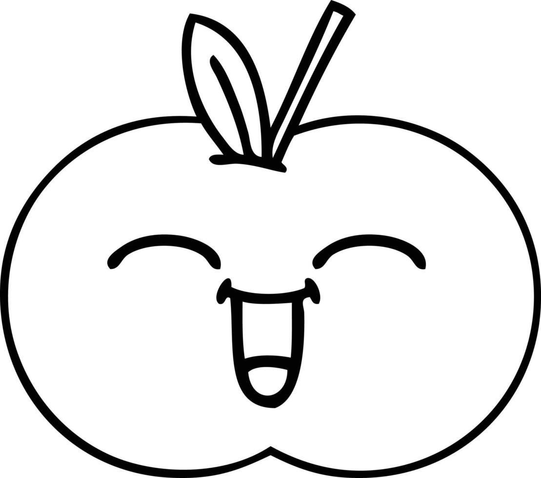 line drawing cartoon juicy apple vector