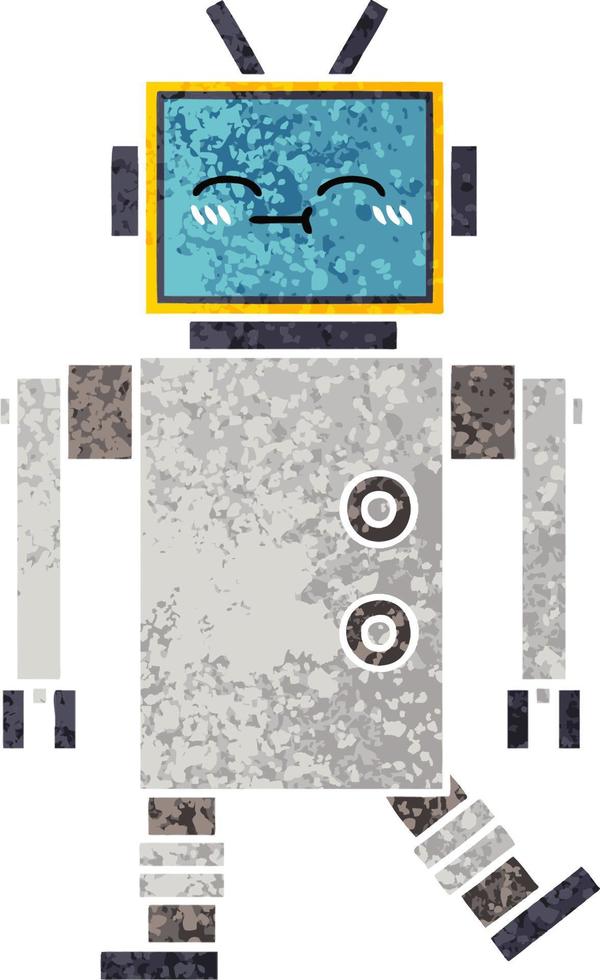 retro illustration style cartoon robot vector