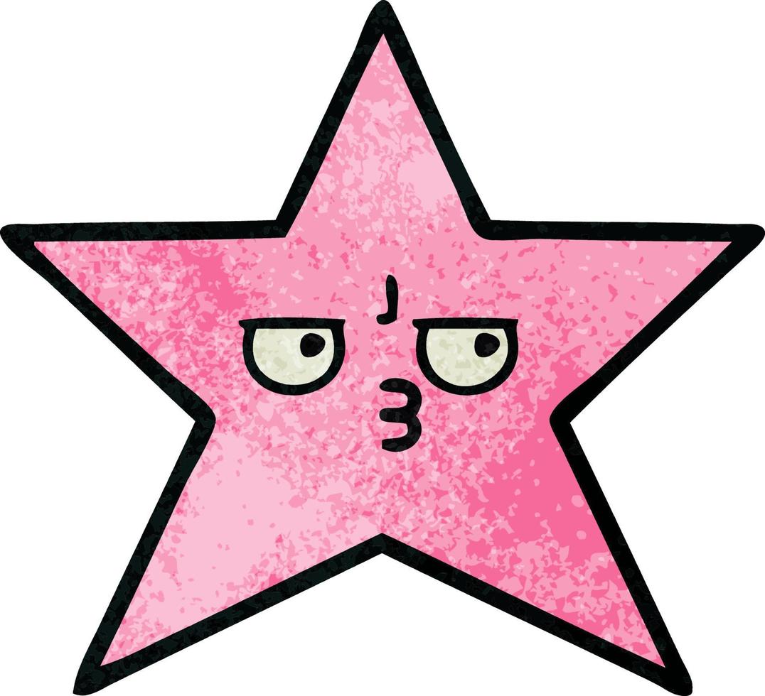 retro grunge texture cartoon star fish vector