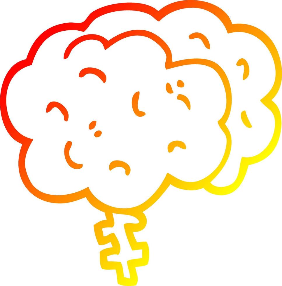 warm gradient line drawing cartoon brain vector