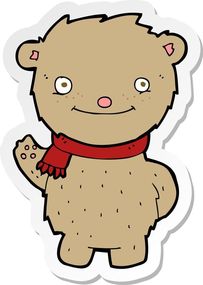 sticker of a cartoon teddy bear vector