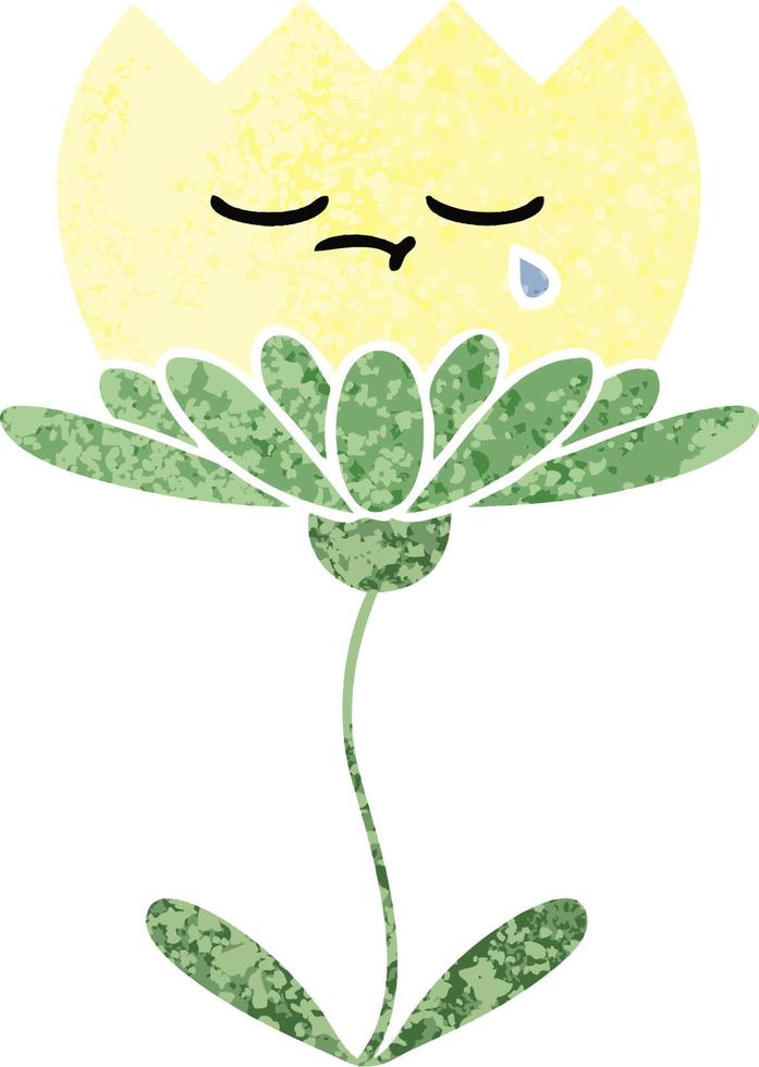 retro illustration style cartoon flower vector