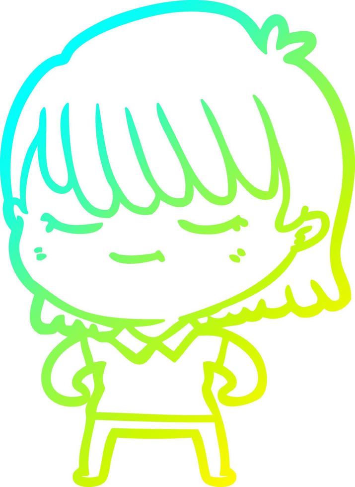 cold gradient line drawing cartoon woman vector