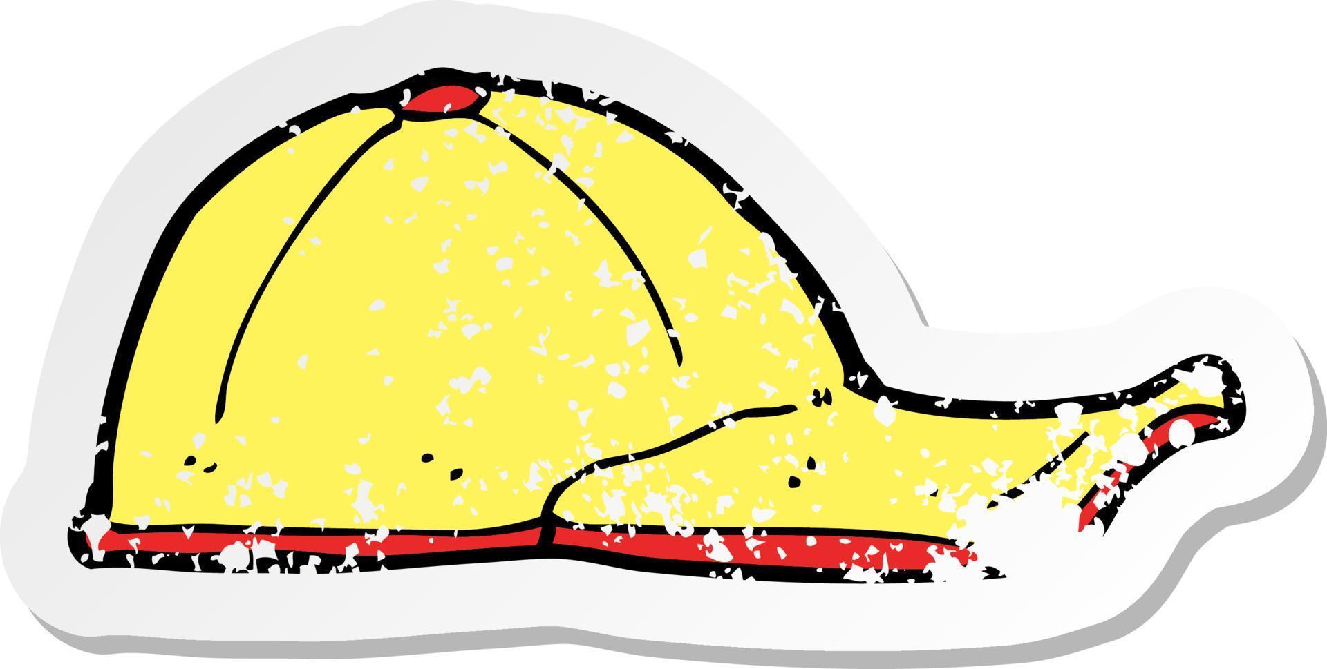 retro distressed sticker of a cartoon cap vector