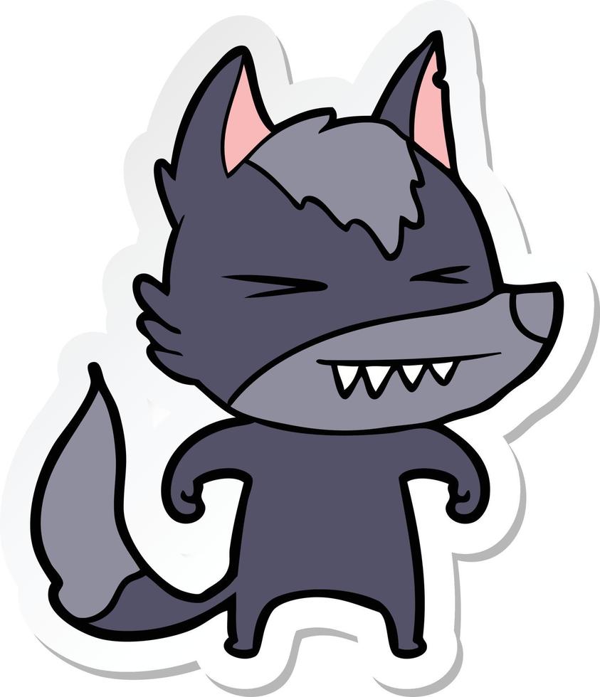 sticker of a angry wolf cartoon vector