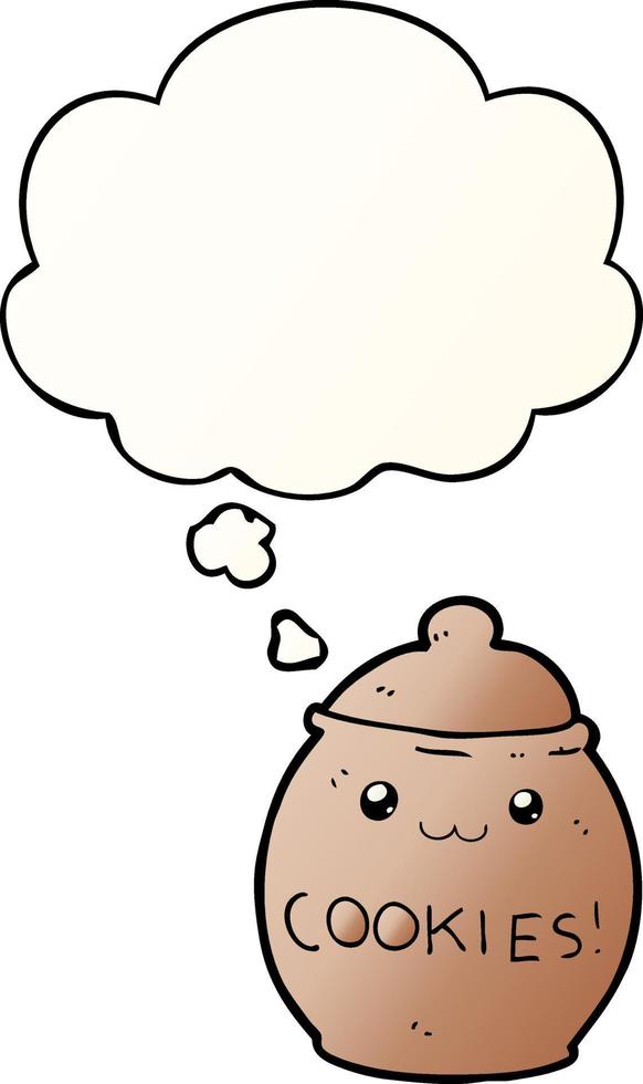 cartoon cookie jar and thought bubble in smooth gradient style vector